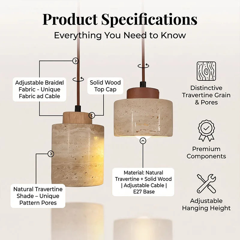 Suspension Wabi-Sabi Pierre Naturelle – Lampe Pendante Design Japonais Minimaliste