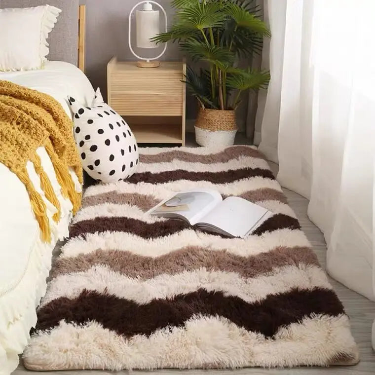 Tapis à poils longs – coloris café rayé (Coffee Stripes)