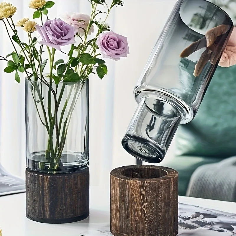 Vase en verre rétro – avec plante