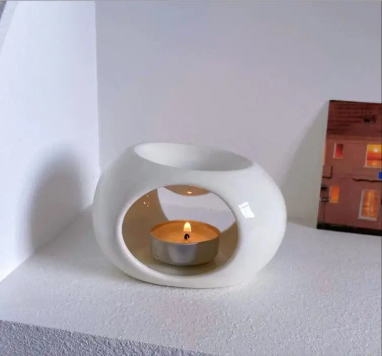 Brûleur d'huiles essentielles en céramique – coloris blanc