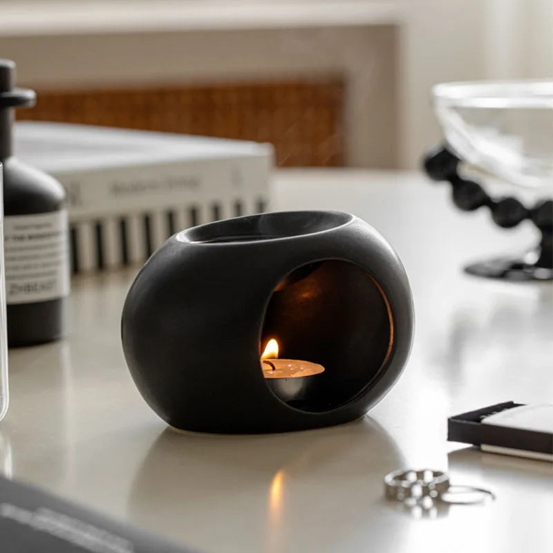 Brûleur d'huiles essentielles en céramique – ambiance salon
