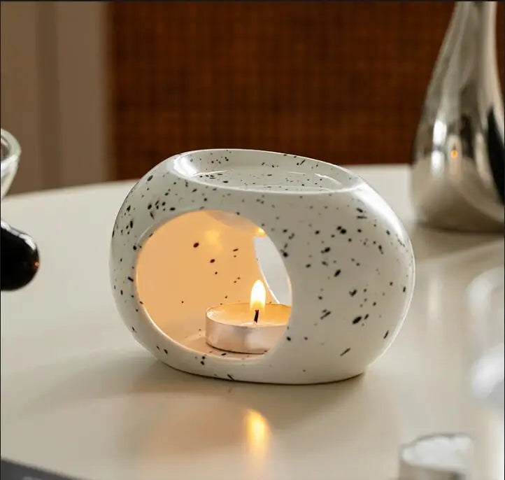 Brûleur d'huiles essentielles en céramique – coloris tacheté