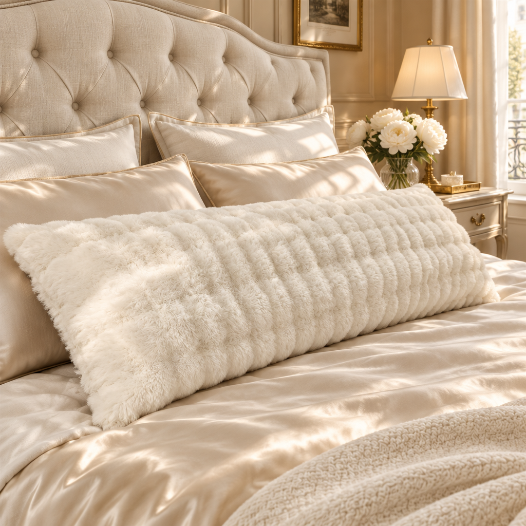 Taie oreiller longue – chambre luxe crème