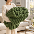 Plaid fausse fourrure vert