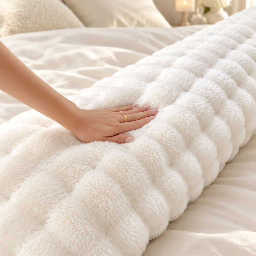 Taie oreiller longue – texture peluche ultra-douce