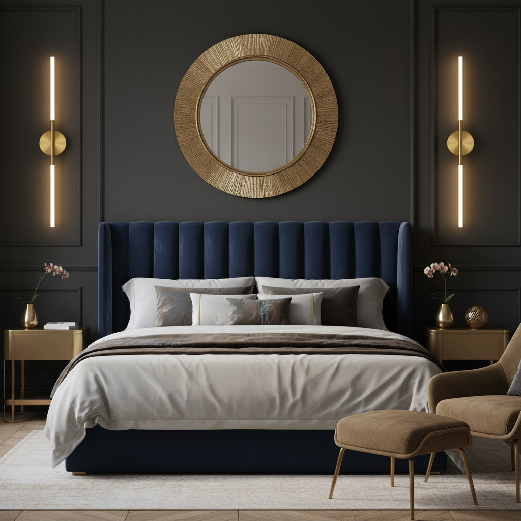 Applique murale dorée ambiance suite luxueuse