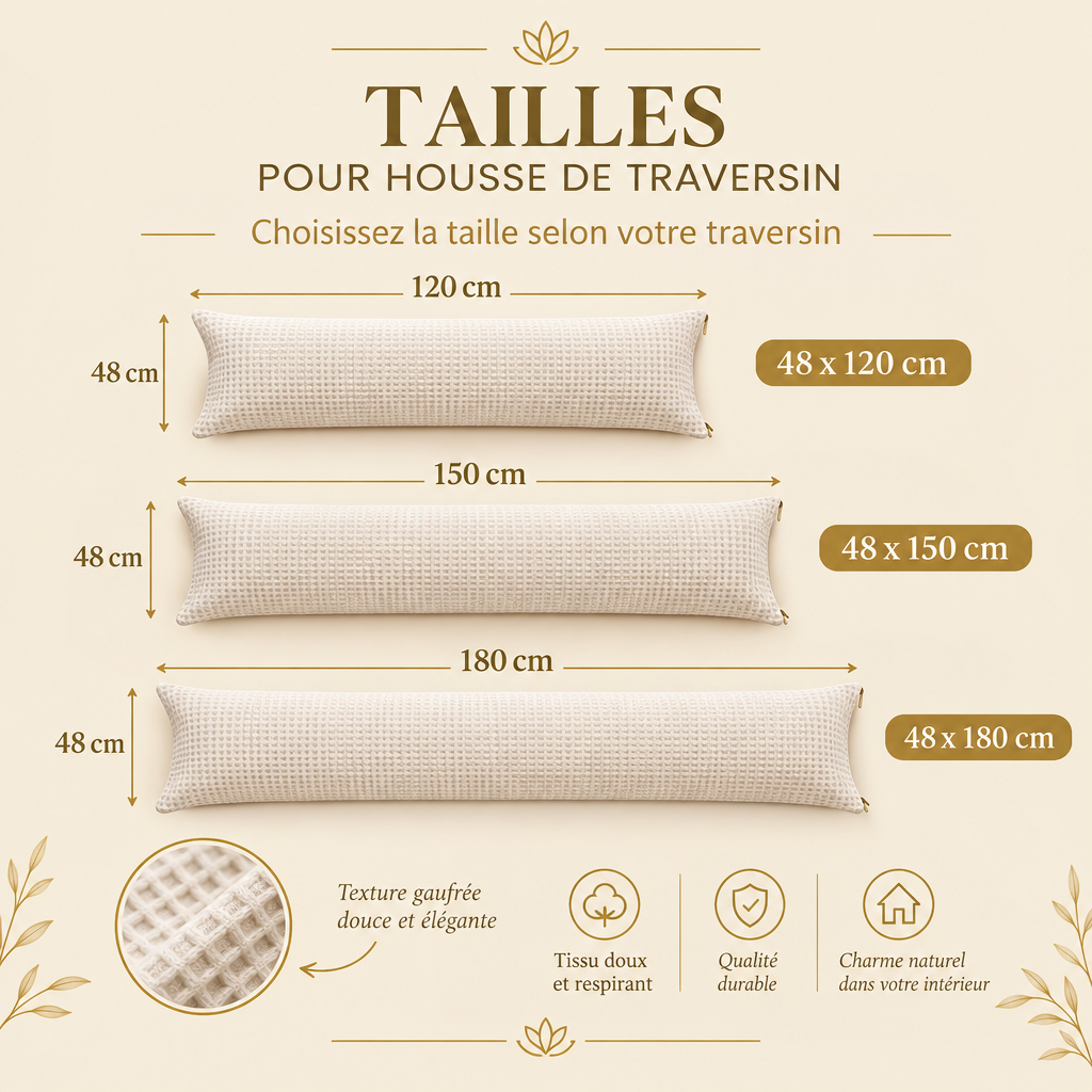 Taie oreiller longue – guide des tailles