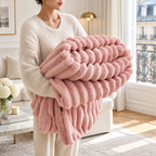 Plaid fausse fourrure rose