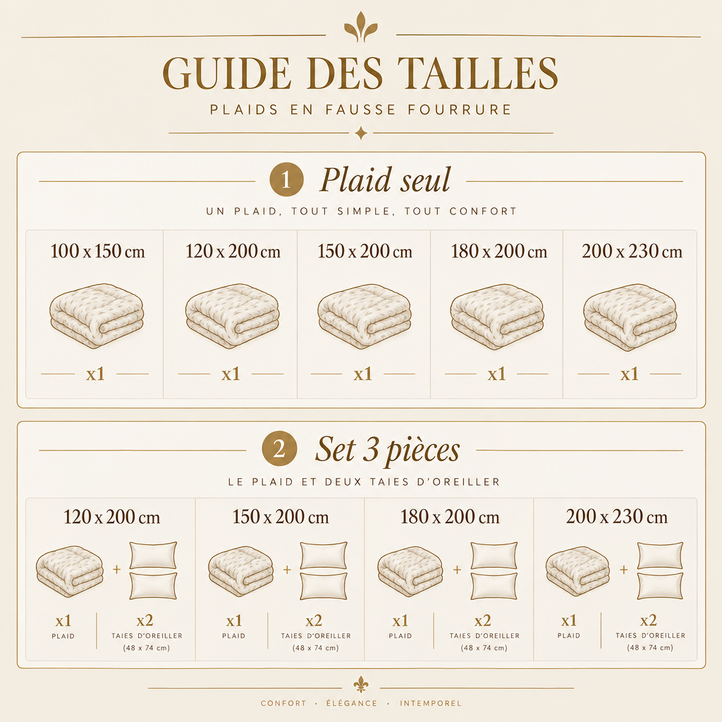 Guide des tailles – Plaid Fausse Fourrure
