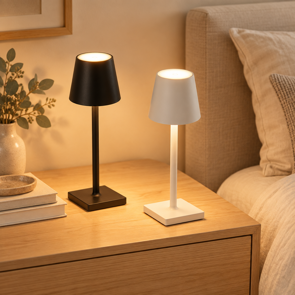 Lampes noir et blanc ambiance chambre