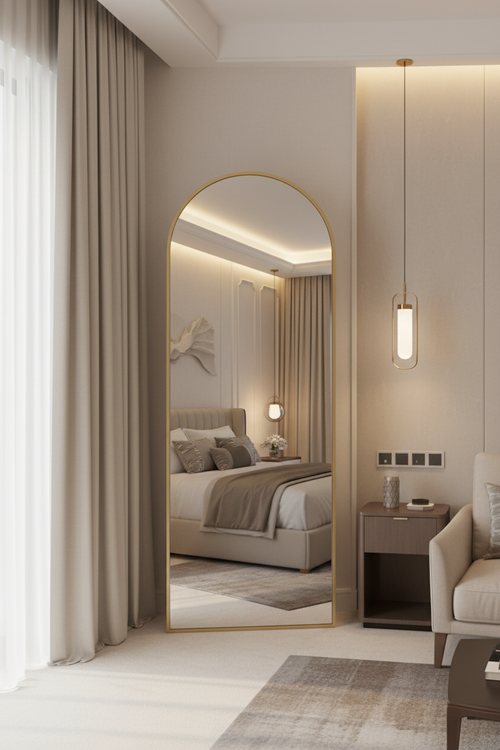 Miroir Arqué Doré – Chambre Luxueuse
